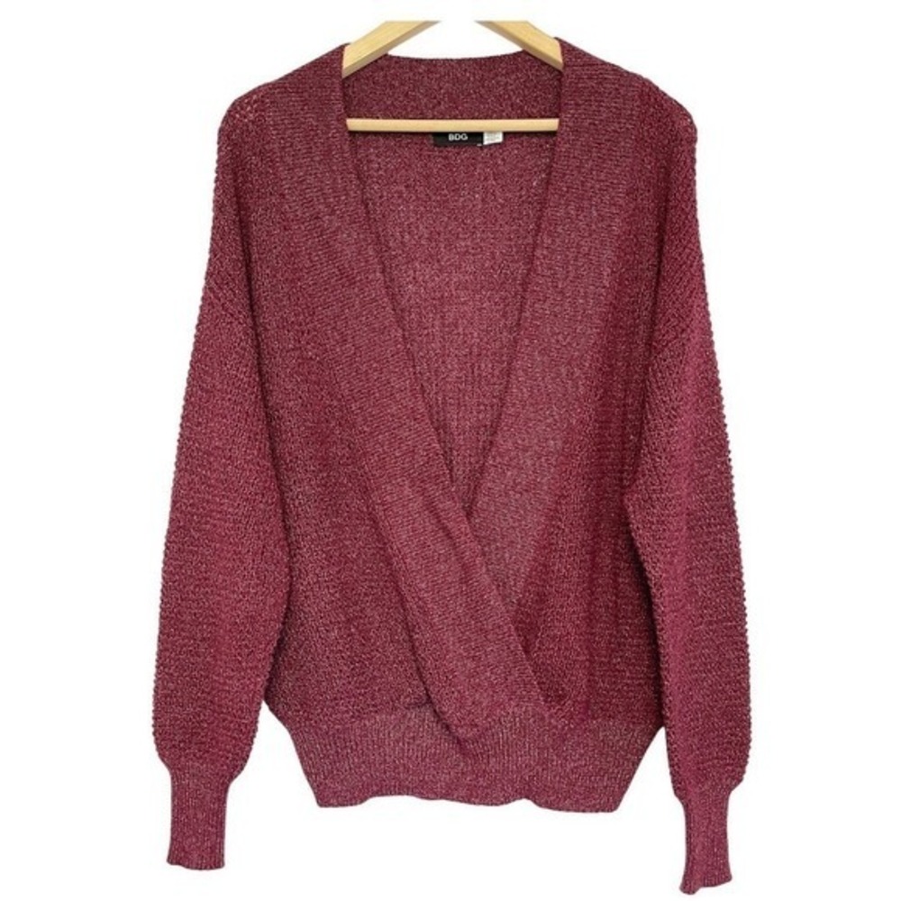 Urban Outfitters BDG Oversized Wrap Sweater Womens M Dark Red Layering‎ Pullover